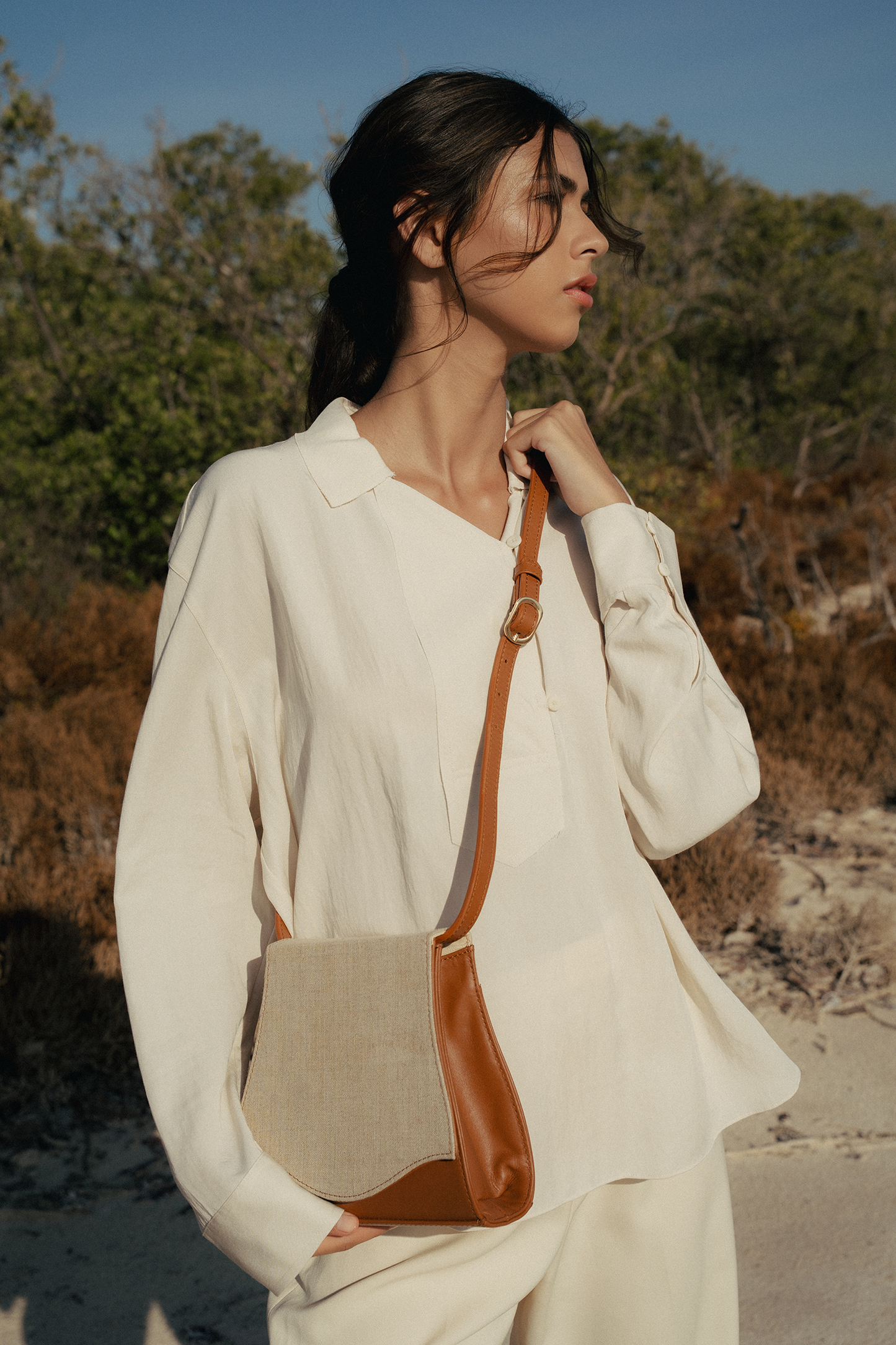 The Fedra Bag Canvas Canela