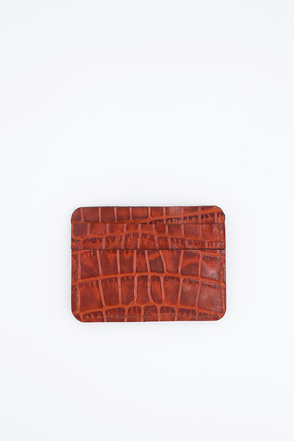The Card Case Croco Cognac