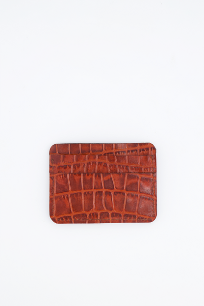 The Card Case Croco Cognac