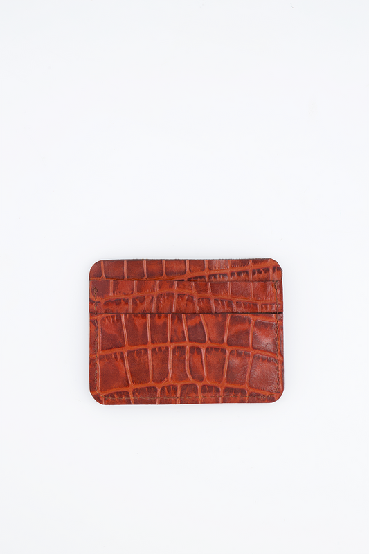 The Card Case Croco Cognac